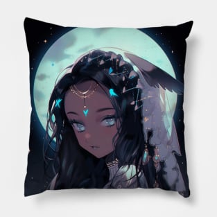 Moon anime girl wolf Pillow