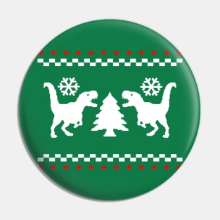 Ugly Dinosaur Christmas Sweater (Red) Pin