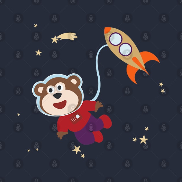 Space monkey or astronaut in a space suit with cartoon style by KIDS APPAREL