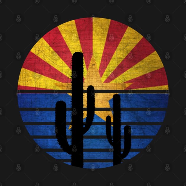 Retro cactus Arizona Flag by Geoji 