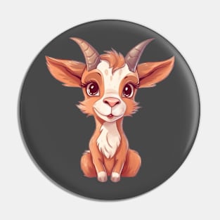 Cute Cartoon Baby Goat Illustration Pin