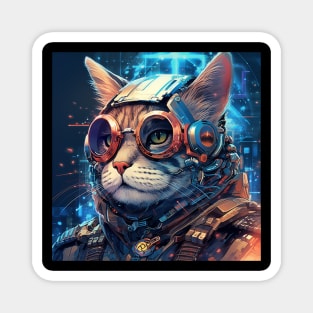 Futuristic Cyber Cat Magnet