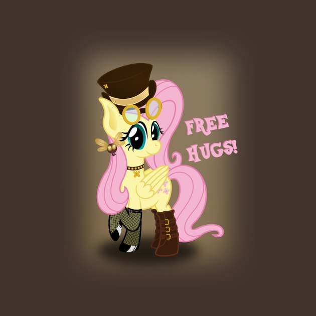 Steampunk Fluttershy Free Hugs by Rutger_J