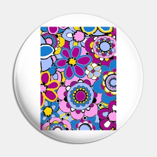 Blue Pink Yellow Floral Print Pin