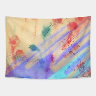 Blue purple yellow red watercolor handpainted Tapestry