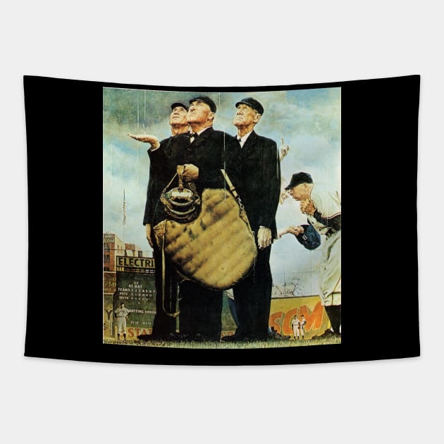 Bottom Of The Sixth 1949 - Norman Rockwell Tapestry by Oldetimemercan