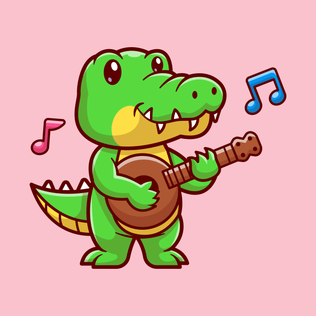 Cute Crocodile Playing Guitar Cartoon by Catalyst Labs