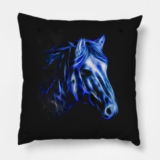 Blue Horse Art Pillow