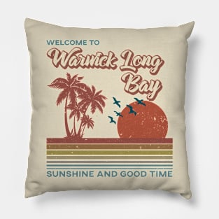 Warwick Long Bay Beach - Warwick Long Bay Beach Retro Sunset Pillow