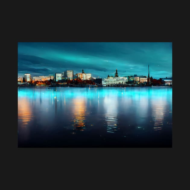 Helsinki City Skyline Neonlight / Helsinki - Finland by Unwind-Art-Work