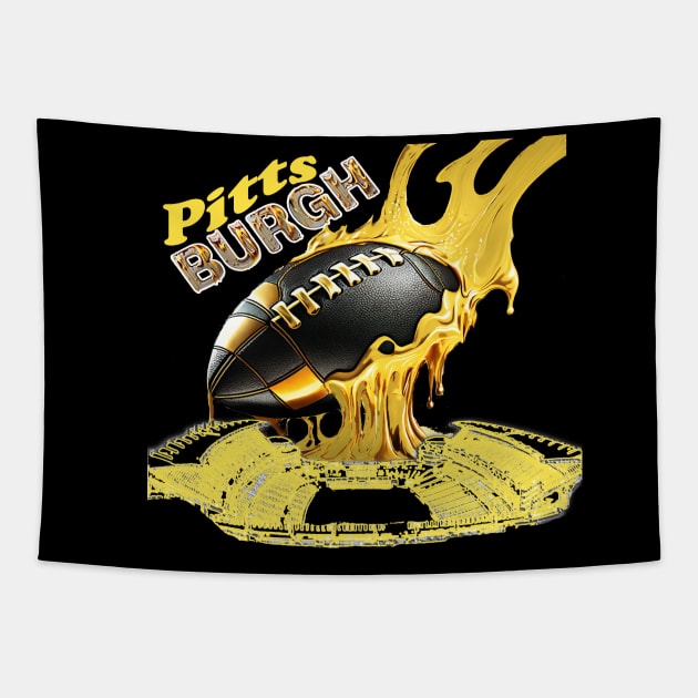 Pittsburgh  Football - Molten Steel Stadium Tapestry by ToochArt