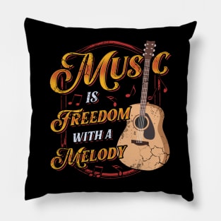 Music Is Freedom Musician Guitar Guitarist Gift Pillow