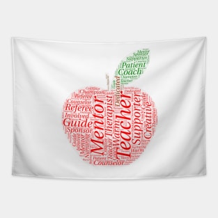 Teacher Appreciation Word Cloud Red Apple Tapestry