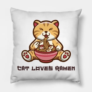 Cat Loves Ramen Pillow