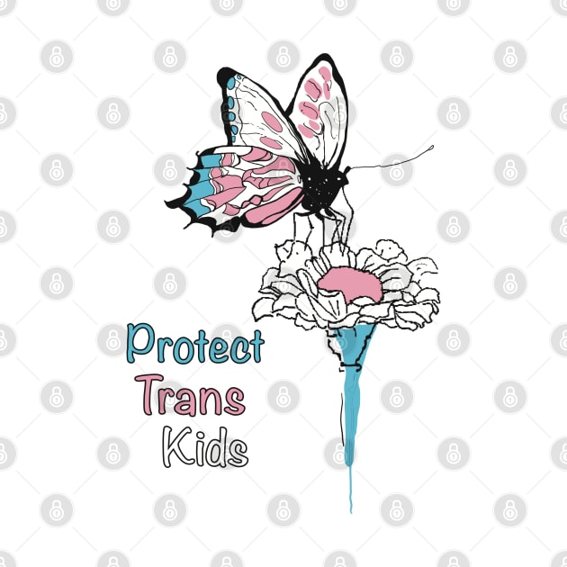 Protect Trans Kids Butterfly on Flower t-shirt by Peaceful Pigments