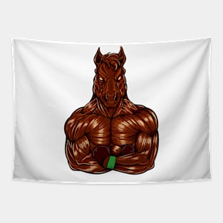 Fitness Bodybuilder Horse Shows Muscles - Weight Training Tapestry