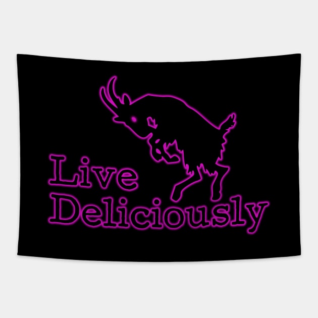 Live Deliciously | Pink Black Phillip | Satanic Tapestry by WearSatan