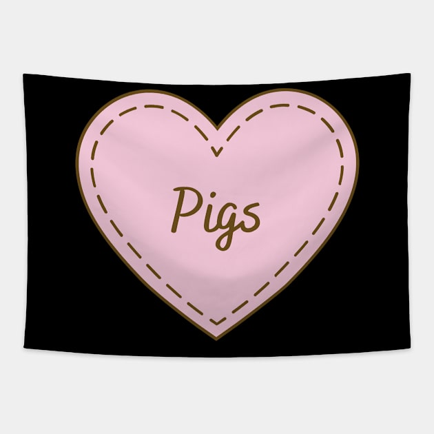 I Love Pigs Simple Heart Design Tapestry by Word Minimalism