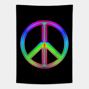 Rainbow Neon Peace Sign Tapestry