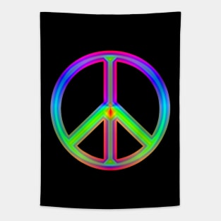 Rainbow Neon Peace Sign Tapestry