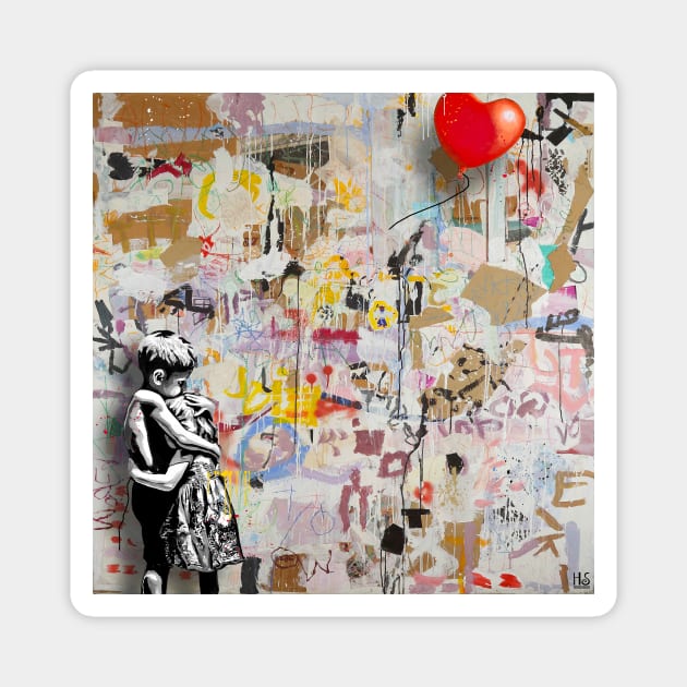 Banksy inspired pop art Magnet by christian@heltsort.com