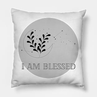 Affirmation Collection - I Am Blessed (Gray) Pillow