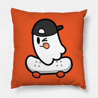 Cute Skateboarding Ghost Pillow