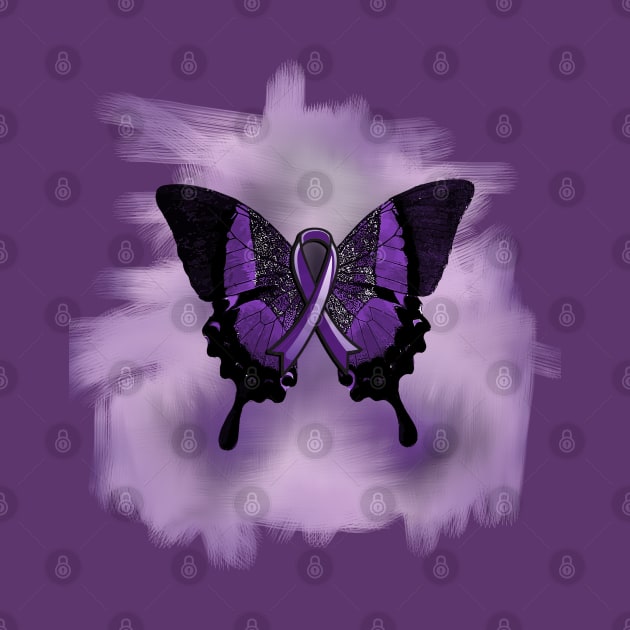 Lupus Awareness Purple Ribbon Butterfly Support by tamdevo1