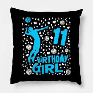 Girls Volleyball 11Th Birthday 11 Year Old Player Pillow