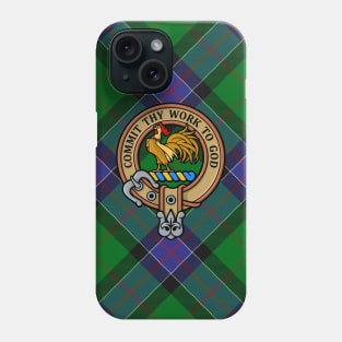 Clan Sinclair Crest over Hunting Tartan Phone Case