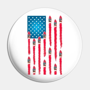 Fun Summer Speed Boat Flag Design - Patriotic 4th of July Flag Pin