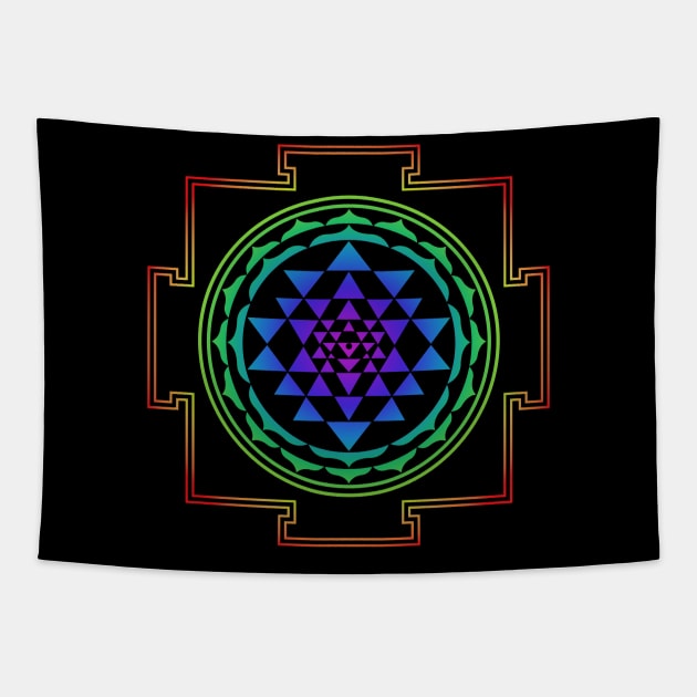 Shri Yantra / Chakra Colors Tapestry by Freakquencys