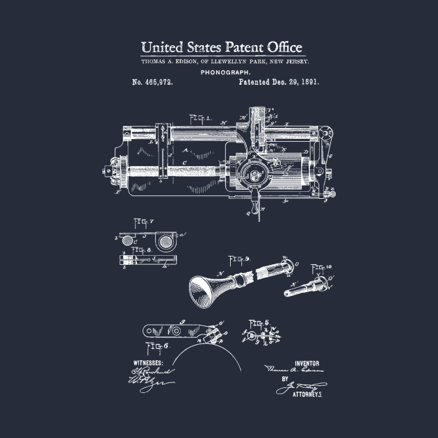 Edison Phonograph Patent 1891 by Joodls