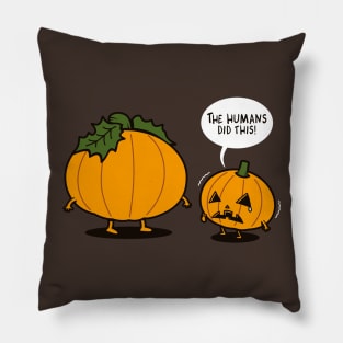 Funny Cute Kawaii Halloween Pumpkin Carving Original Autumn Fall Cartoon Pillow