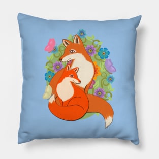 Two Foxes in a Garden Pillow