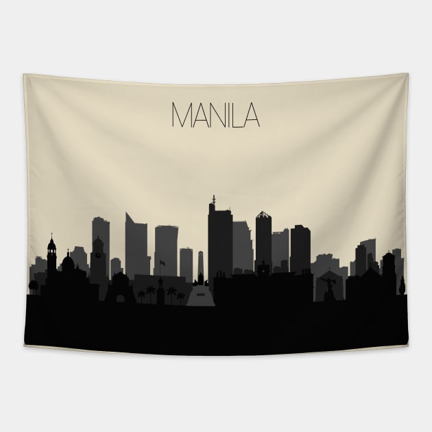 Manila Skyline Tapestry by inspirowl