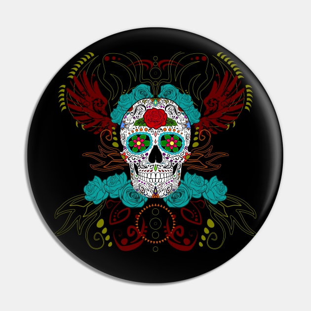 Calavera Sugar Skull Pin by RongWay