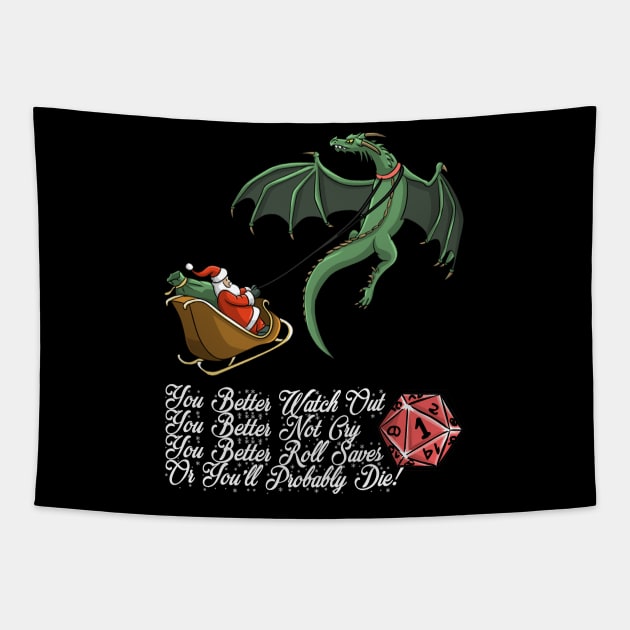 Christmas Jingle Santa Funny Dungeons And Dragons DND D20 Lover Tapestry by Bingeprints