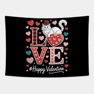 LOVE Happy Valentine British Longhair Cat Valentine's Hat Tapestry