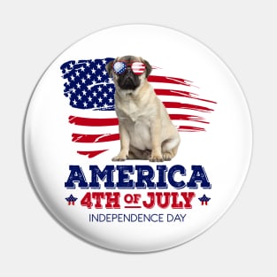 Pug Flag USA - America 4th Of July Independence Day Pin