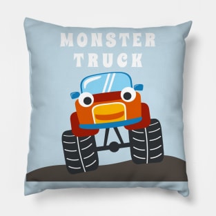 illustration of monster truck with cartoon style. Pillow