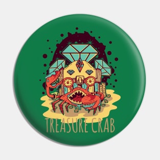 Treasure Crab Illustration Pin