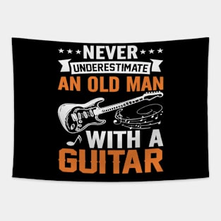 Never underestimate an old man with a GUITAR Tapestry