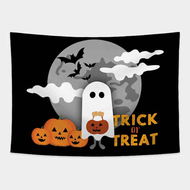 Halloween Trick or Treat Ghost Pumpkins Tapestry by ThyShirtProject - Affiliate