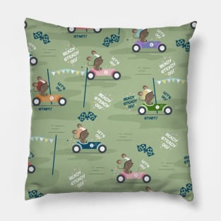 Ready to race mouse pattern on green background Pillow