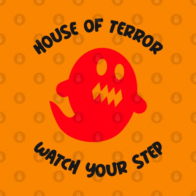 Spooky Halloween Red Ghost House of Terror by BlueCloverTrends