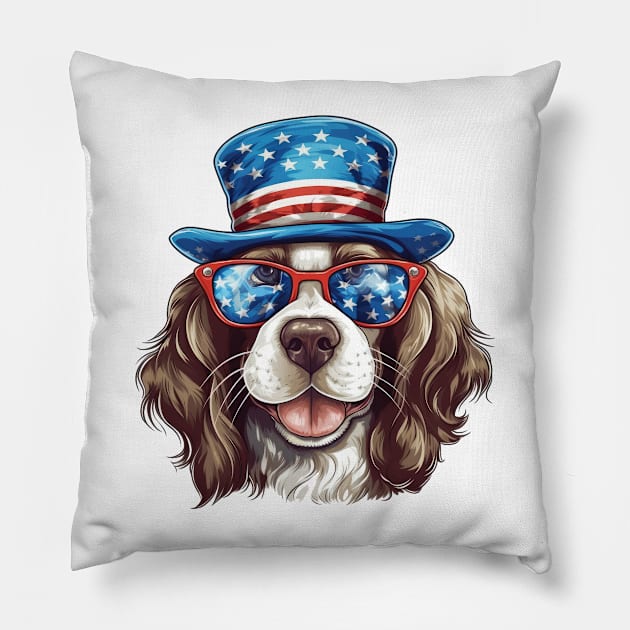 4th of July Dog #3 Pillow by Chromatic Fusion Studio