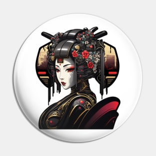 Futuristic Japanese cyberpunk geisha Pin