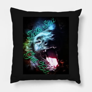 Talk Sh*t get Bit - light blue Pillow