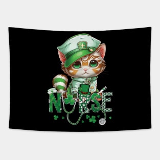 St Patricks Day Nurse Cat Leprechaun Lucky Green Proud Irish Tapestry